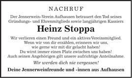 Traueranzeige Heinz Stoppa