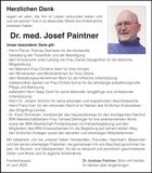 Traueranzeige Josef Paintner