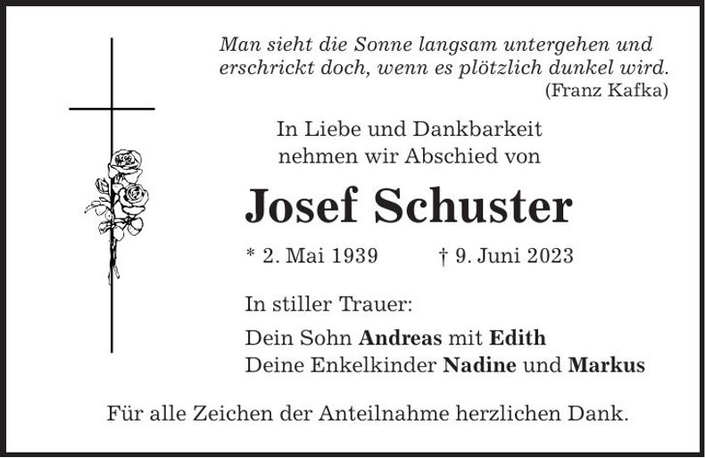 Traueranzeige Josef Schuster