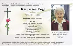 Traueranzeige Katharina Engl