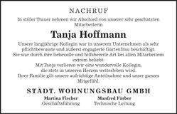 Traueranzeige Tanja Hoffmann