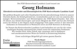 Traueranzeige Georg Hofmann