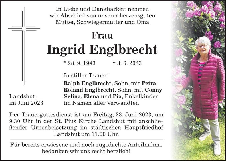 Traueranzeige Ingrid Englbrecht
