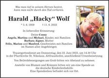 Traueranzeige Harald Wolf