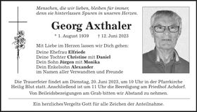 Traueranzeige Georg Axthaler