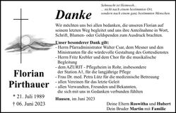 Traueranzeige Florian Pirthauer