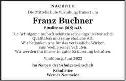 Traueranzeige Franz Buchner