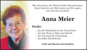 Traueranzeige Anna Meier