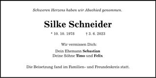 Traueranzeige Silke Schneider