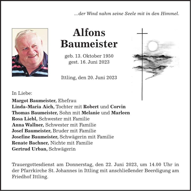 Traueranzeige Alfons Baumeister