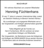 Traueranzeige Henning Füchtenhans