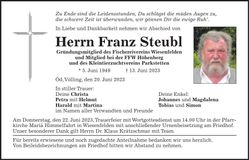 Traueranzeige Franz Steubl
