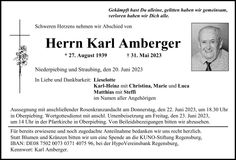 Traueranzeige Karl Amberger