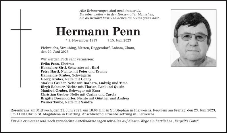 Traueranzeige Hermann Penn