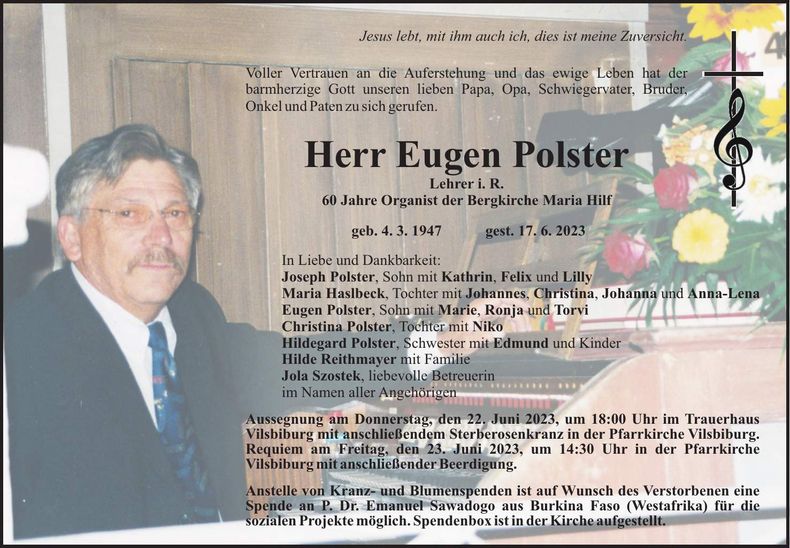 Traueranzeige Eugen Polster