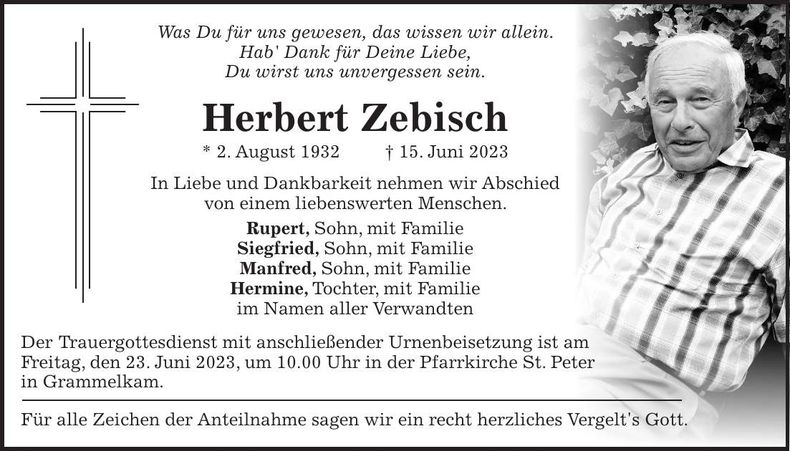 Traueranzeige Herbert Zebisch