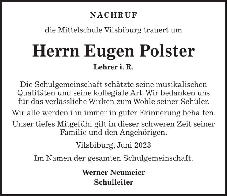 Traueranzeige Eugen Polster