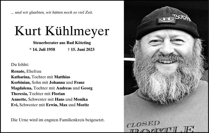 Traueranzeige Kurt Kühlmeyer