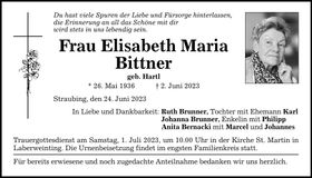 Traueranzeige Elisabeth Bittner