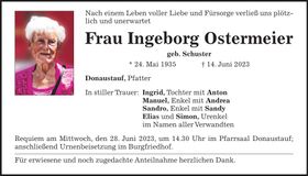 Traueranzeige Ingeborg Ostermeier