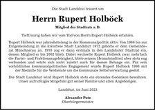 Traueranzeige Rupert Holböck