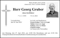 Traueranzeige Georg Gruber