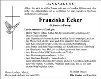 Traueranzeige Franziska Ecker