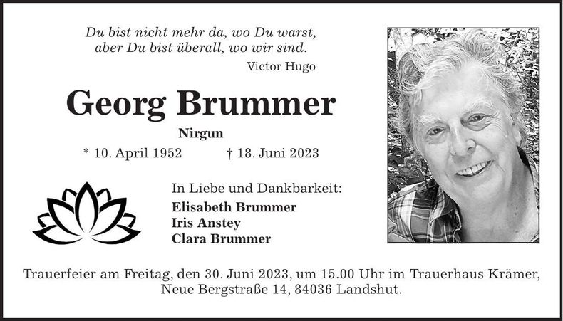 Traueranzeige Georg Brummer