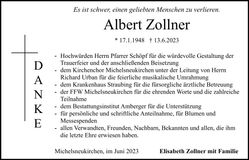Traueranzeige Albert Zollner