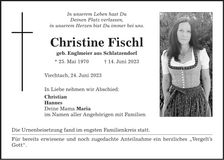Traueranzeige Christine Fischl
