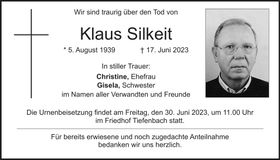 Traueranzeige Klaus Silkeit