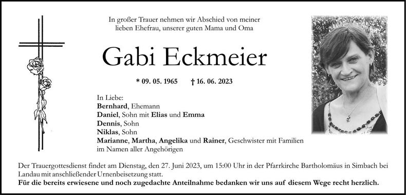 Traueranzeige Gabi Eckmeier