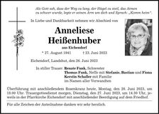 Traueranzeige Anneliese Heißenhuber