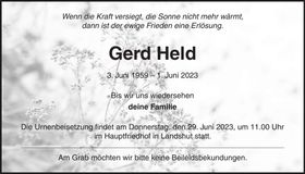 Traueranzeige Gerd Held