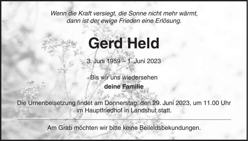 Traueranzeige Gerd Held