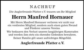 Traueranzeige Manfred Hornauer