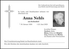Traueranzeige Anna Nehls
