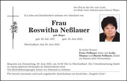 Traueranzeige Roswitha Neßlauer