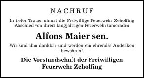 Traueranzeige Alfons Maier