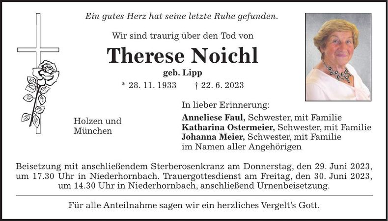 Traueranzeige Therese Noichl