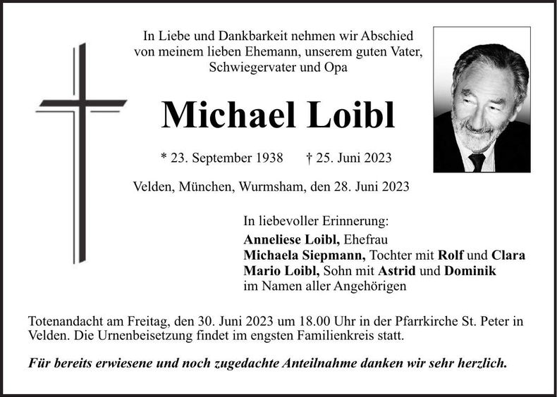 Traueranzeige Michael Loibl