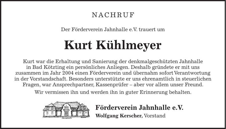 Traueranzeige Kurt Kühlmeyer
