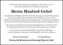 Traueranzeige Manfred Gebel