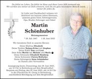 Traueranzeige Martin Schönhuber