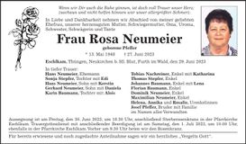 Traueranzeige Rosa Neumeier