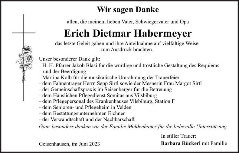 Traueranzeige Erich Habermeyer
