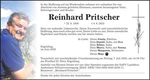 Traueranzeige Reinhard Pritscher