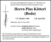 Traueranzeige Pius Kötterl