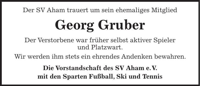 Traueranzeige Georg Gruber