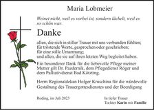 Traueranzeige Maria Lobmeier